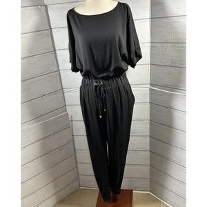 Michael Kors Women's Black Jumpsuit Drawstring Short Sleeve Size Small $130
